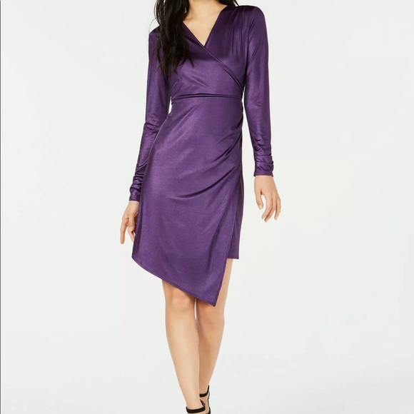 Bar III Dresses & Skirts - 🔥BAR III🔥LIQUID SHINE WRAP DRESS PURPLE DYNASTY SIZE XXL NWT